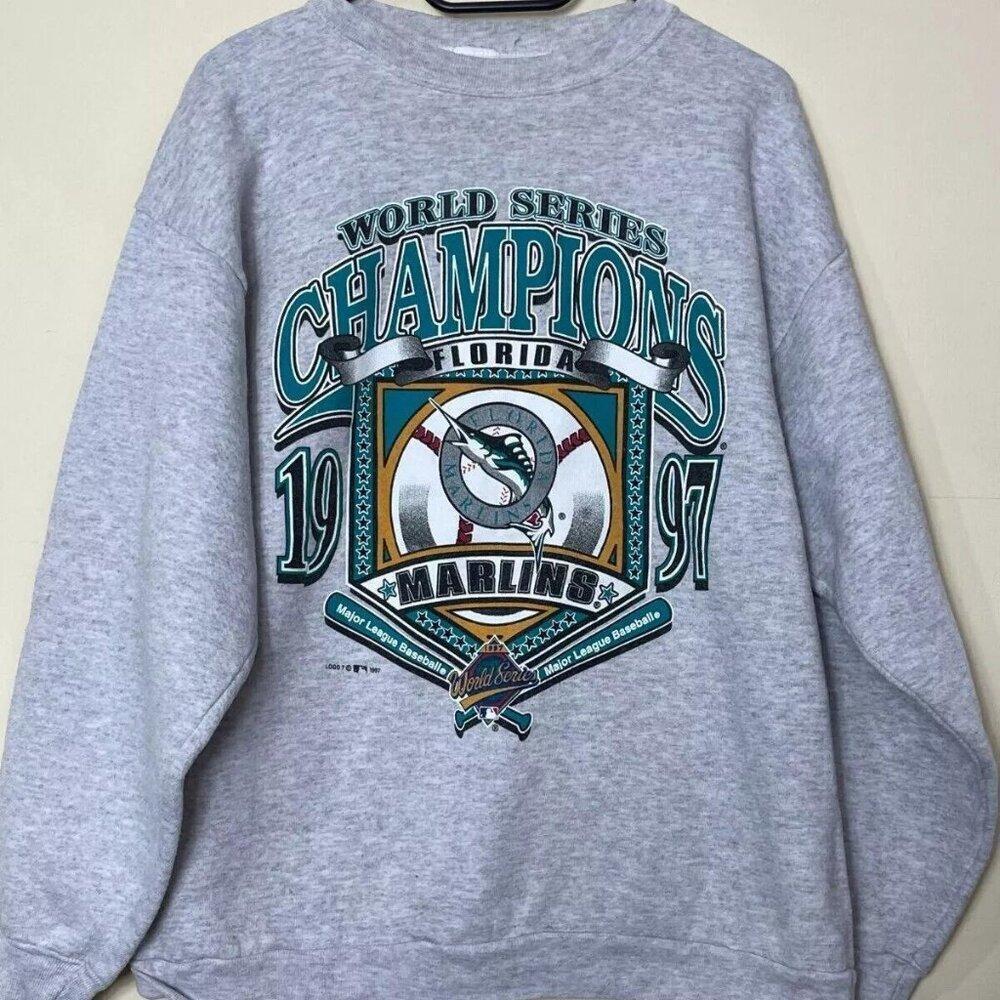 Florida Marlins 1997 World Series Champions Grey Crewneck Sweatshirt